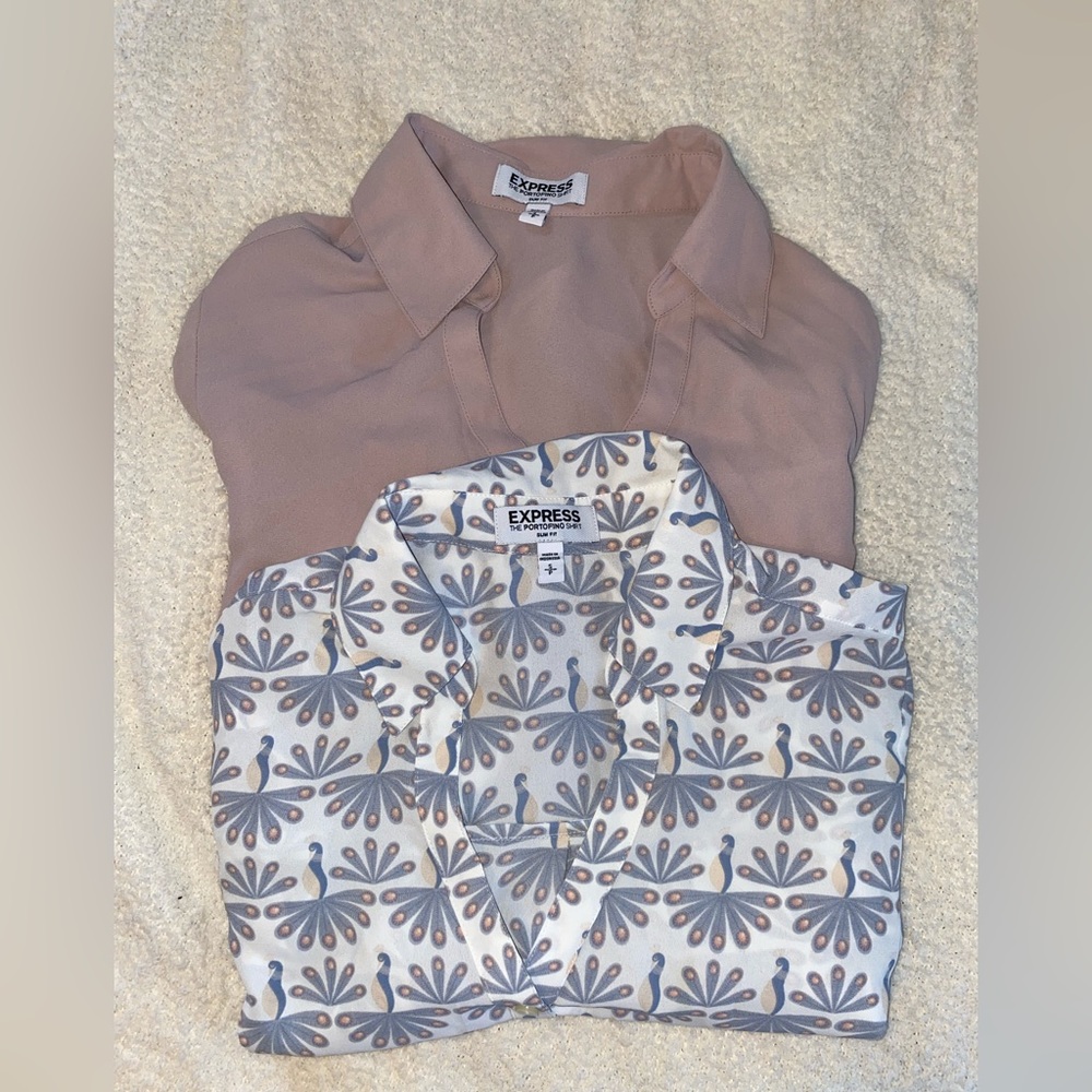 Long sleeved, collared, button up blouse - Set of 2!